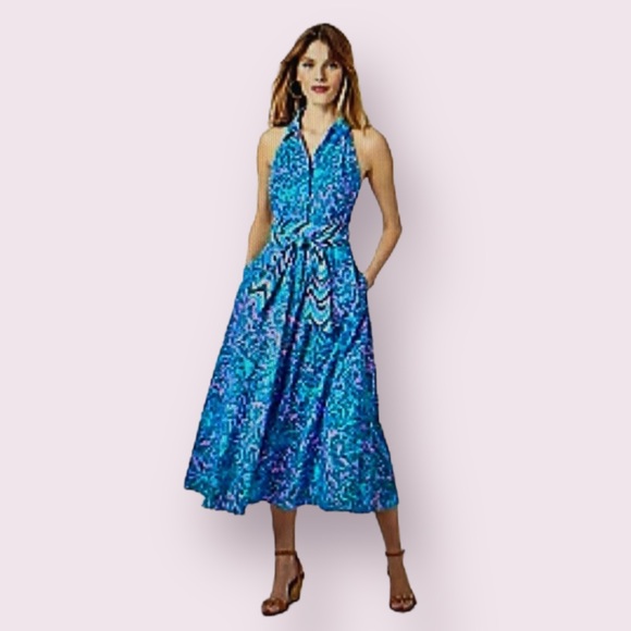 Lilly Pulitzer Dresses & Skirts - Lilly Pulitzer Chrisella Stretch Midi Shirt Dress Size 10